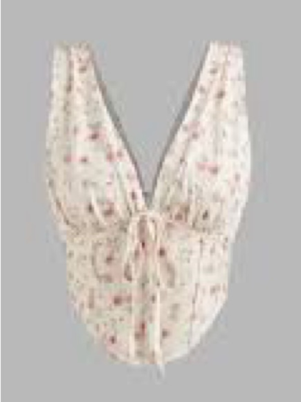 Cider Cream Floral Tie-Front V-Neck Top with Pink Roses